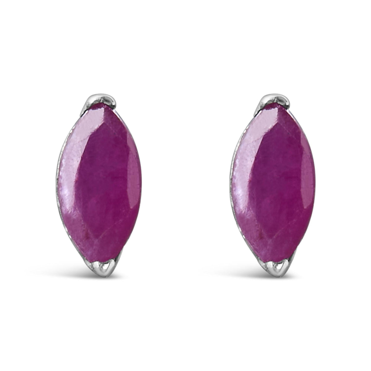 925 Silver 1/2 Cttw Lab-Created Pink Ruby Solitaire Stud Earrings