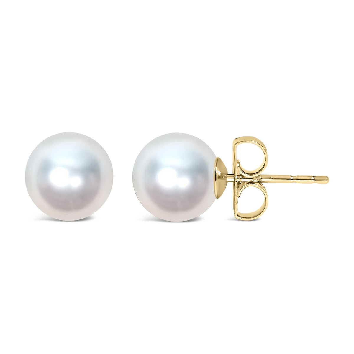 14K Gold 7-7.5MM Akoya Cultured Pearl Solitaire Stud Earrings