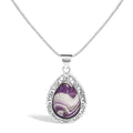 Sterling Silver Chevron Amethyst Teardrop Pendant Necklace