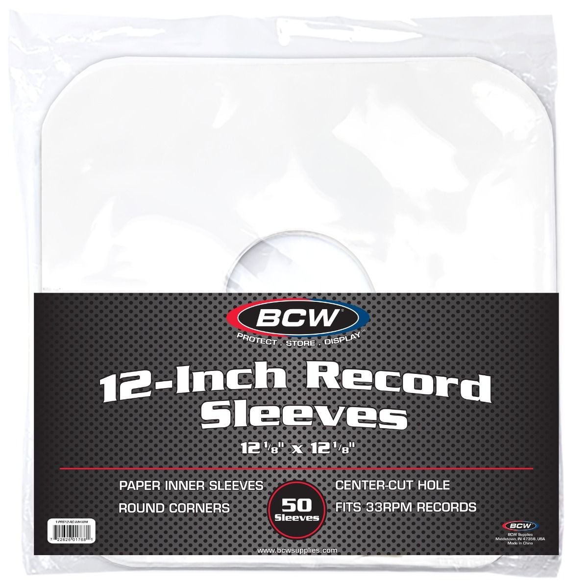 12 Inch Record Paper Inner Sleeves-Round Corners, White (50-Pack)