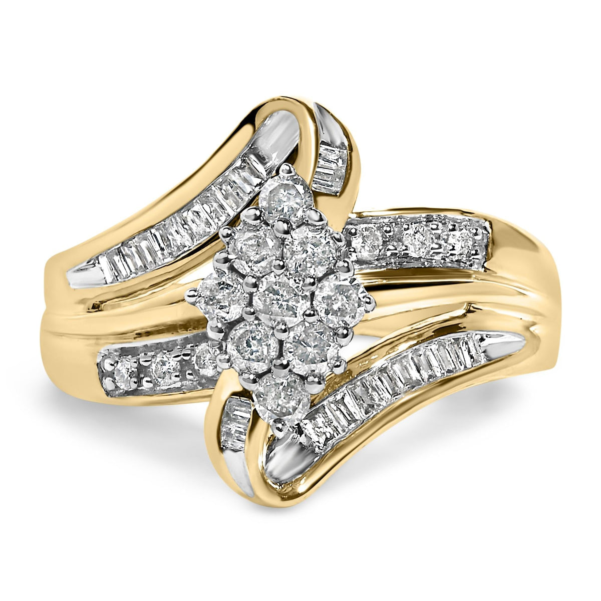 10K Yellow Gold 1/2 cttw Diamond Cluster Cocktail Ring