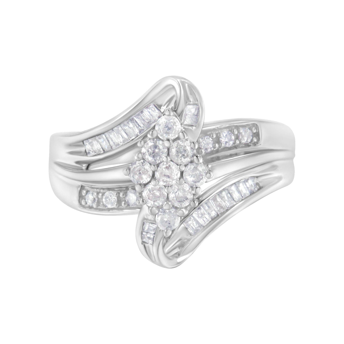 10K White Gold 1/2 cttw Diamond Cluster Ring