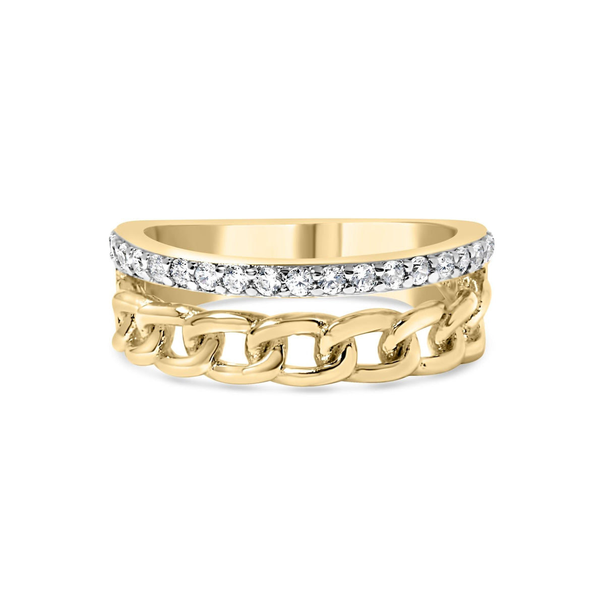 10K Yellow Gold 1/5 Cttw Diamond Cuban Link Ring Band (I-J Color, I2-I3 Clarity)