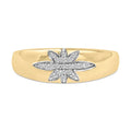 18K Yellow Gold 1/10 Cttw Diamond Star Burst Inlay Ring