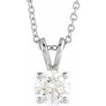 14K White Gold  5/8 CT Lab-Grown Diamond Solitaire 16-18" Necklace