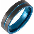 Blue PVD Tungsten 6 mm Grooved Comfort-Fit Band Size 12