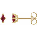 14K Yellow Gold 4x2 mm Lab-Grown Ruby Earrings