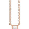 14K Rose Gold .07 CT Natural Diamond Solitaire 16-18" Necklace