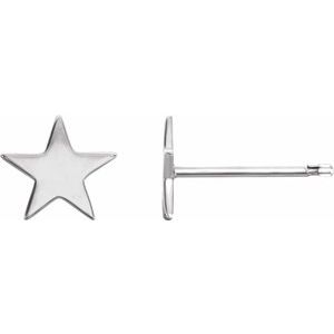 14K White Gold 6.2 mm Star Friction Post Earring