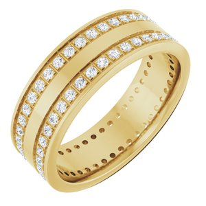 14K Yellow Gold 3/4 CTW Lab-Grown Diamond Double Row Accented Band Size 10