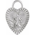Sterling Silver St. Christopher Heart Medal Pendant