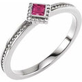14K White Gold Natural Pink Tourmaline Family Stackable Ring