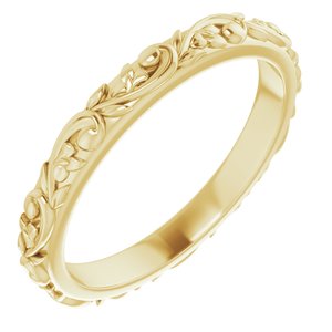 18K Yellow Gold 2.5 mm Sculptural Band Size 6.5