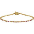 14K Yellow Gold Vermeil 5/8 CTW Lab-Grown Ruby & Lab-Grown Diamond Line 7 1/4" Bracelet