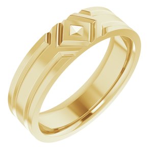 14K Yellow Gold 6 mm Grooved Comfort-Fit Flat Band Size 10