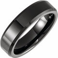 Black Ceramic 6 mm Beveled-Edge Comfort-Fit Band Size 13