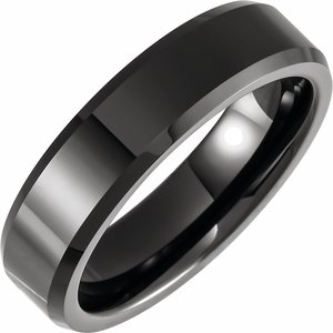 Black Ceramic 6 mm Beveled-Edge Comfort-Fit Band Size 13