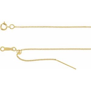14K Yellow Gold .85 mm Adjustable Threader Box 16-22" Chain