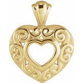 14K Yellow Gold 12.9x10.1 mm Heart Pendant