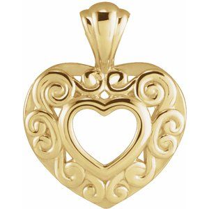14K Yellow Gold 12.9x10.1 mm Heart Pendant