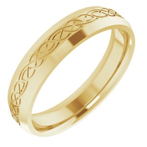 14K Yellow Gold 5 mm Beveled-Edge Celtic-Inspired Comfort-Fit Flat Band Size 11