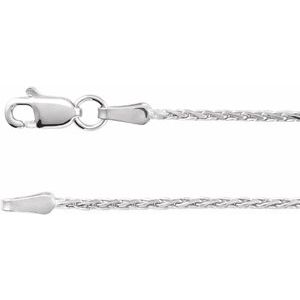 Rhodium-Plated Sterling Silver 1.5 mm Diamond-Cut Wheat 24" Chain