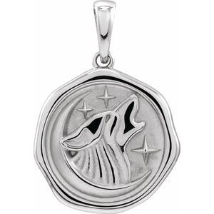 Sterling Silver Symbolic Wolf Animal Pendant