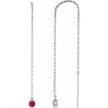 14K White Gold Natural Ruby Chain Earrings