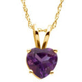 14K Yellow Gold Natural Amethyst Solitaire 18" Necklace