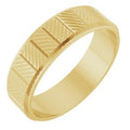 14K Yellow Gold 6 mm Chevron Grooved Flat Band Size 10