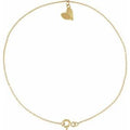 14K Yellow Gold Heart 9" Anklet