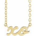 14K Yellow Gold Script "XO" 18" Necklace