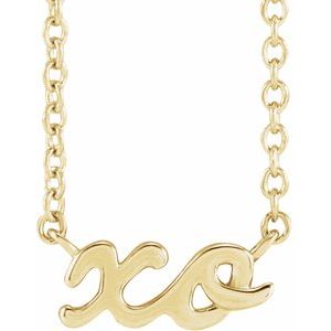 14K Yellow Gold Script "XO" 18" Necklace