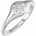 Sterling Silver .015 CT Natural Diamond Floral Ring