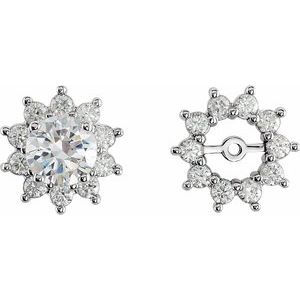 14K White Gold 3/4 CTW Natural Diamond Earring Jackets with 5mm ID