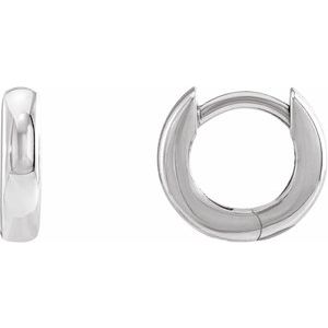14K White Gold 9.5 mm Hinged Hoop Earrings