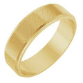 14K Yellow Gold 6 mm Stepped-Edge Knurled Flat Band Size 11