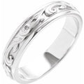 14K White Gold 4 mm Sculptural Flat Band Size 6.5