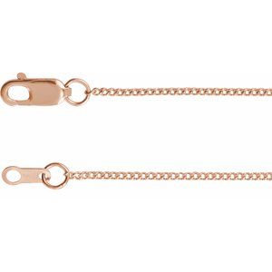 14K Rose Gold 1 mm Diamond-Cut Curb 20" Chain