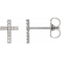 14K White Gold .05 CTW Natural Diamond Cross Earrings
