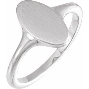 Sterling Silver 13x7 mm Oval Brushed Top Signet Ring