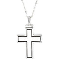 Sterling Silver 26x16.5 mm Cross Ash Holder 18" Necklace