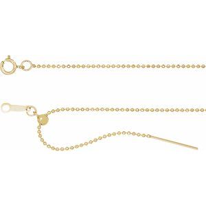 14K Yellow Gold 1 mm Adjustable Threader Bead 16-22" Chain