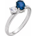 14K White Gold Lab-Grown Blue Sapphire & 1/4  CTW Lab-Grown Diamond Ring
