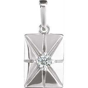 14K White Gold Natural Diamond Charm/Pendant