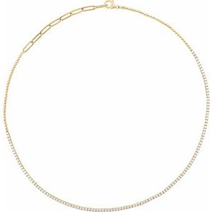 14K Yellow Gold 3 1/5 CTW Natural Diamond Adjustable 15-18" Necklace