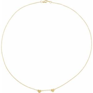 14K Yellow Gold 2-Heart Engravable Family 16" Necklace