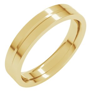 14K Yellow Gold 4 mm Grooved Comfort-Fit Flat Band Size 8