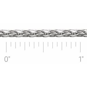 14K White Gold 2.75 mm Diamond-Cut Wheat Chain by the Inch