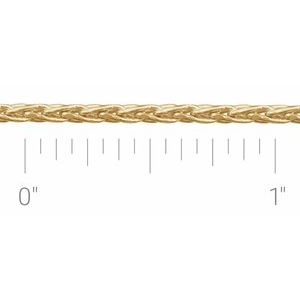 14K Yellow Gold 2 mm Diamond-Cut Wheat Chain by the Inch